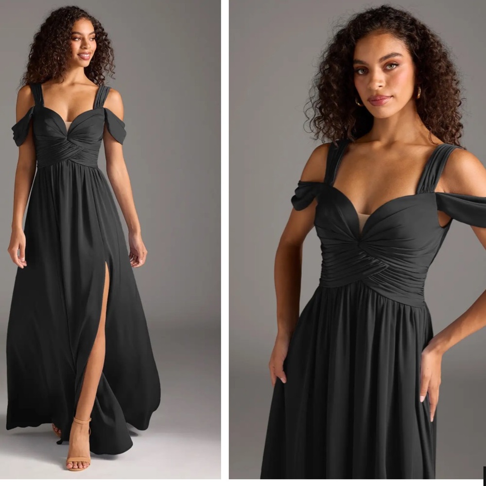 Azazie Lianne Black Stretch Satin Bridesmaid Dress